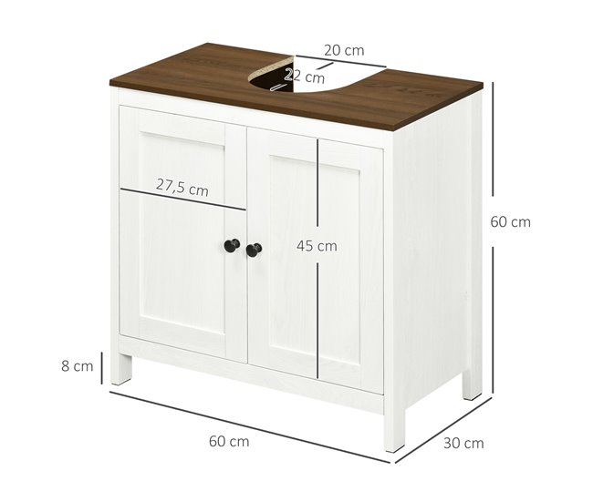 Armario de Baño Melamina de Madera kleankin, hogar - baño 60 Blanco