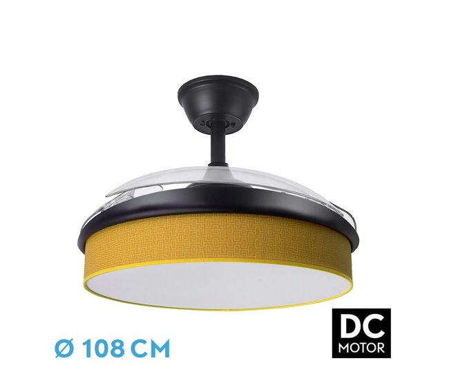 Ventilador De Techo Metal Serie Moda Amarillo