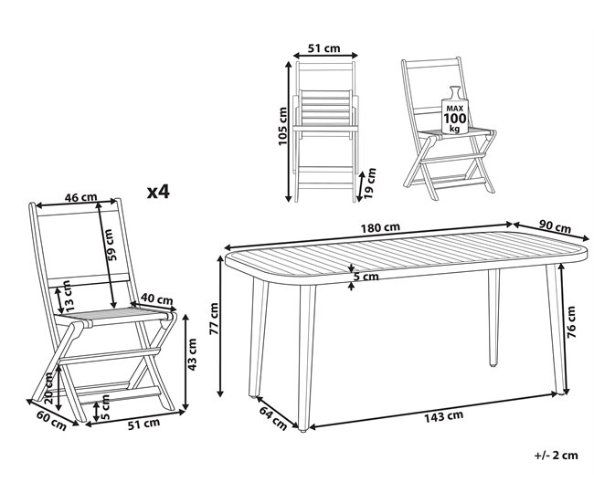 Beliani Conjunto de comedor PARAGGI Madera Clara