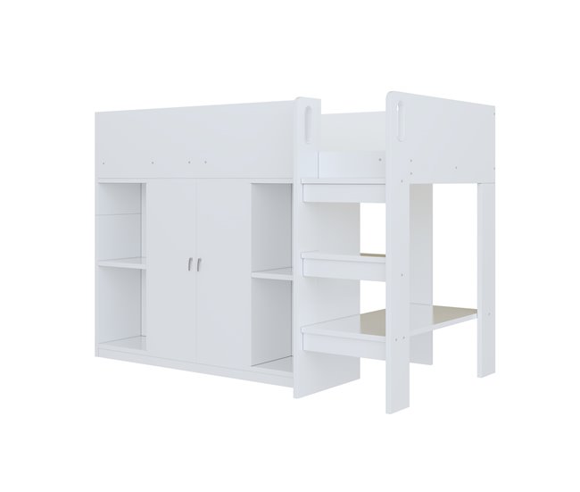 Cama alta para niños 95x205 Blanco