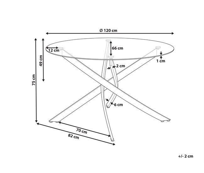 Beliani Mesa de comedor MARAMO 120x120 Dorado