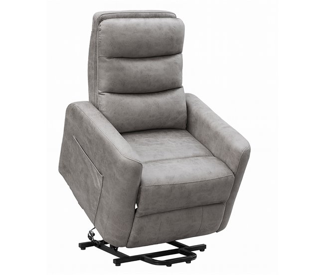 Butaca Reclinable Madera Tapizado Resistente Diseño Moderno Cancun Cemento