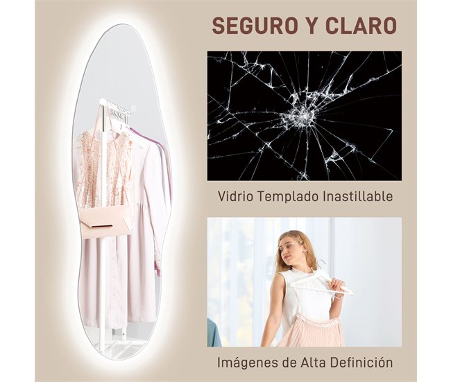 Espejo Cuerpo Entero Vidrio Templado HOMCOM, hogar - decoración Transparente