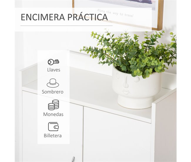 Mueble Zapatero Melamina, Madera HOMCOM 60 Blanco