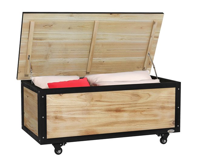 Baúl de Exterior Madera de Abeto, Acero Madera Marron