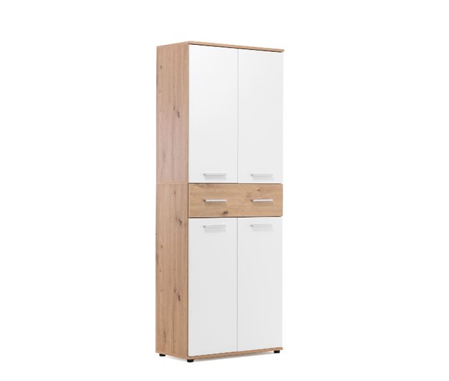 Zapatero JACKY 4 puertas 1 cajón Blanco/ Madera