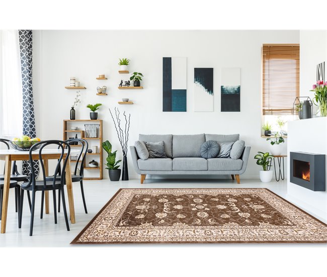 Alfombra MEFE moderna 2312 Ornamento Structural dos niveles 160x220 Beige