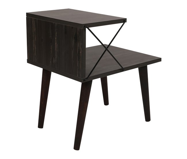 Mesa auxiliar Bergen con estante aglomerado haya [en.casa] 55x50 Antracita