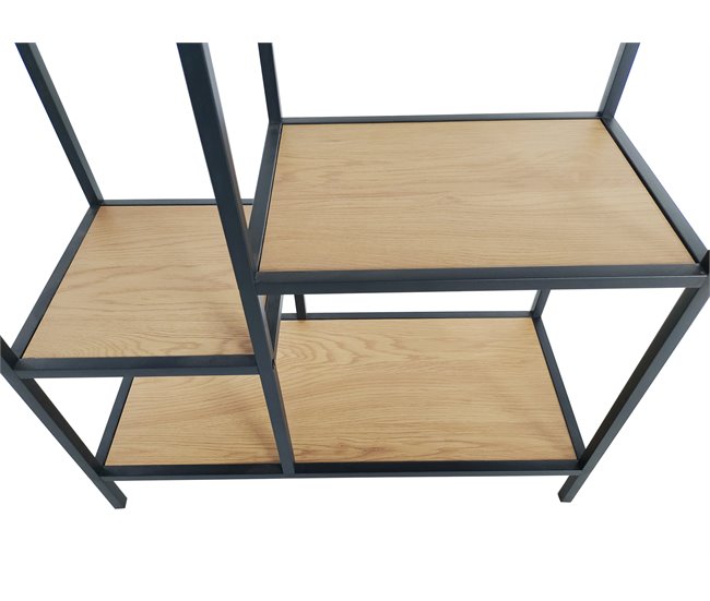 Estanteria color roble 6 huecos. LILY Negro/ Madera