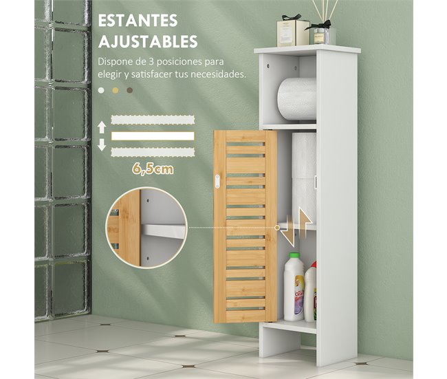 Columna de Baño MDF, Bambú HOMCOM, hogar - baño Blanco