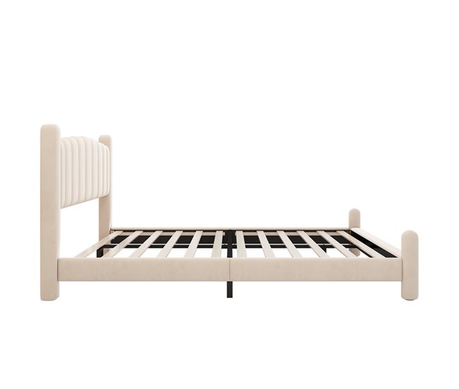 Cama de matrimonio de terciopelo 189x212 Beige