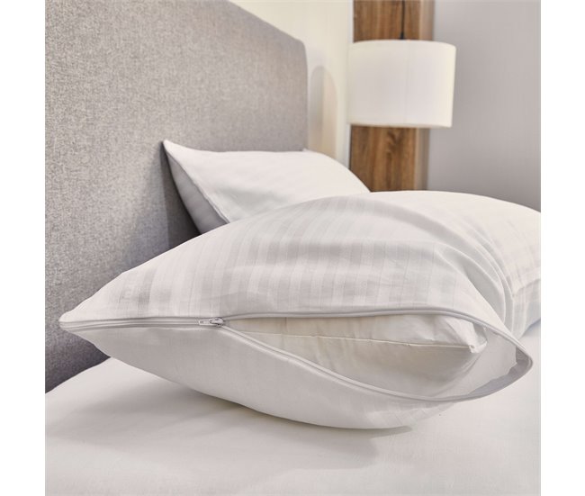 Funda Almohada Cama Tejido Cutí 100% Algodón Cremallera Blanco