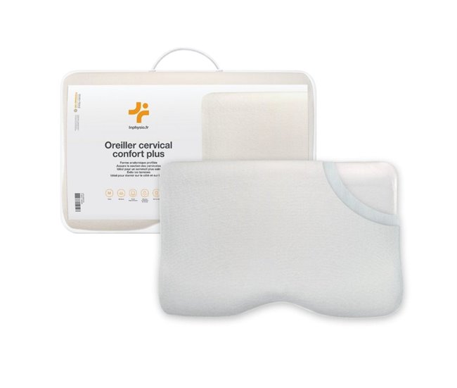 Almohada Ergonómica Cervical Confort Plus con Funda de Bambú Blanco