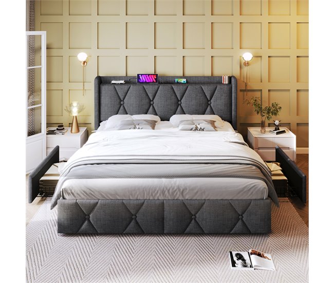 Camas de matrimonio 149x217 Gris