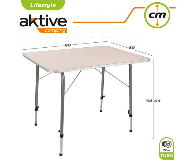 Mesa camping plegable altura regulable Aktive Camping Blanco