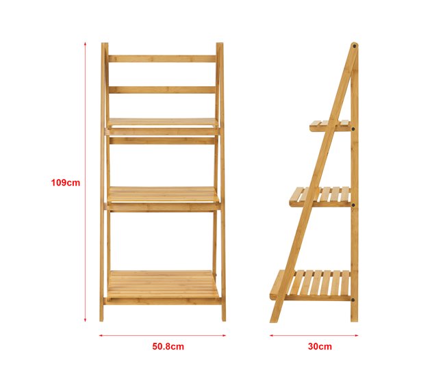 Estantería de escalera de bambú Lapua 3 niveles Natural