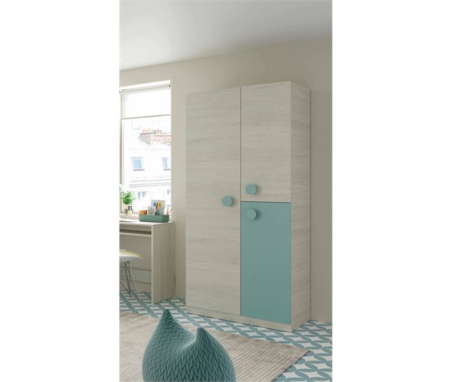 Armario 3 puertas efecto madera Gris