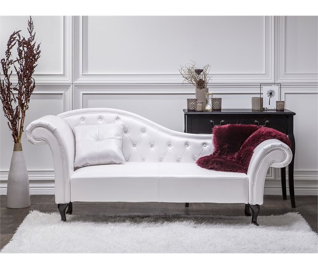 Beliani Chaise longue izquierdo Piel sintética LATTES Blanco