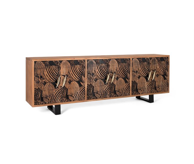 Aparador con  puertas de madera de acacia natural  .GINER Y COLOMER Marron