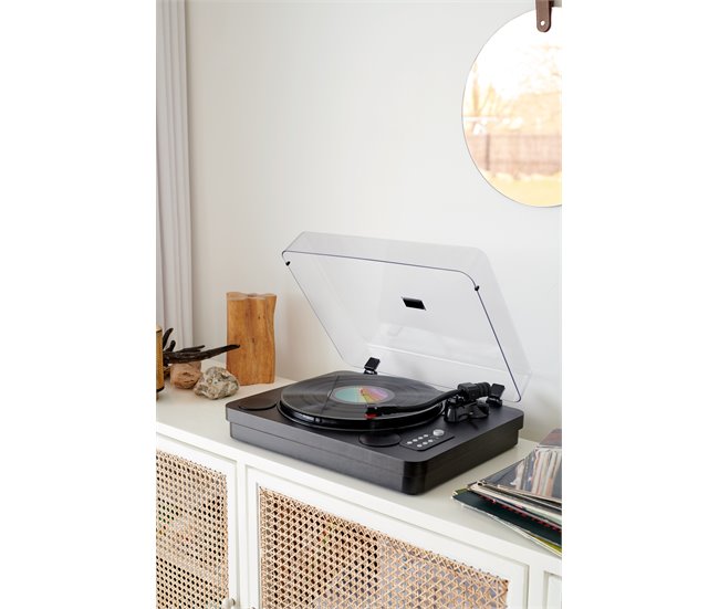 Tocadiscos Bluetooth con altavoces integrados Negro