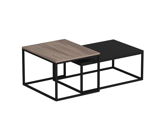 Set de 2 Mesas de Centro Nido Aabenraa metal/aglomerado 72x45 Roble