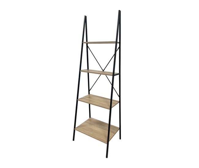 Acomoda Textil – Estantería Librería. (4 Estantes) Negro/ Madera
