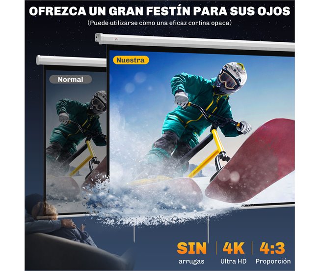 Pantalla Proyector Plástico HOMCOM Blanco