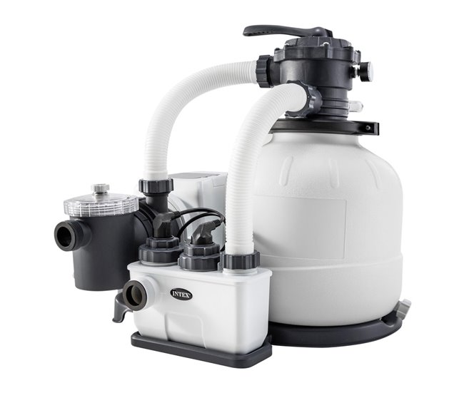 Sistema combinado INTEX depuradora arena y clorador salino eco 7 g/h - 32000 l Blanco