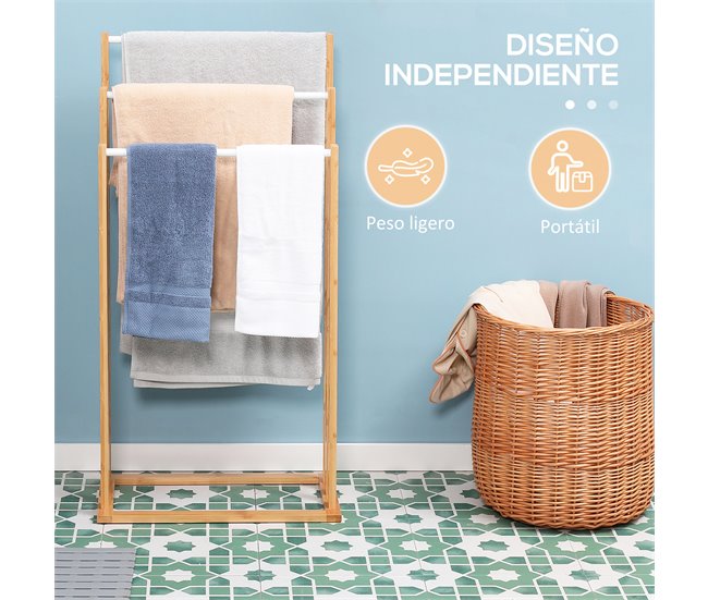 Toallero de Pie Bambú HOMCOM, hogar - baño Marron