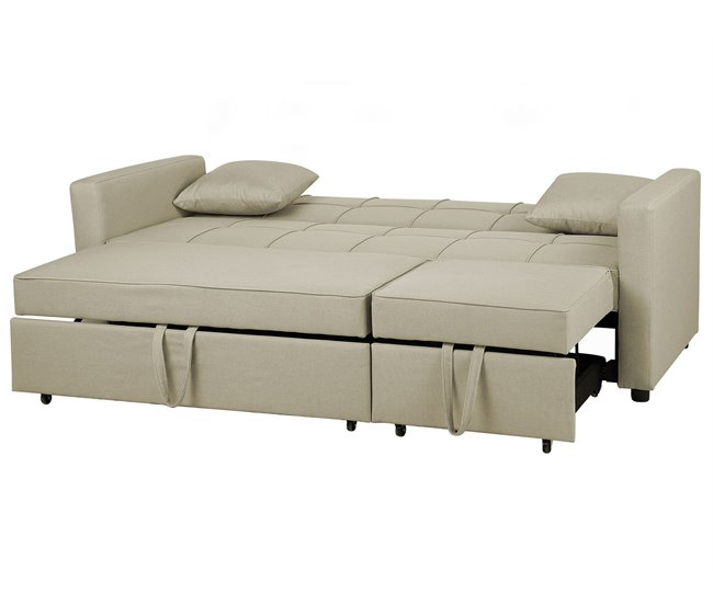 Beliani Sofá cama Poliéster GLOMMA Beige