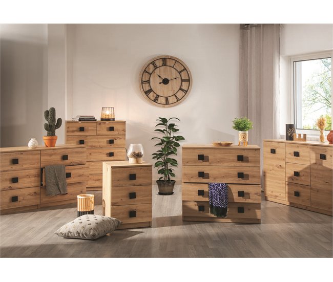 Mesita de noche SEATTLE 3 cajones Roble