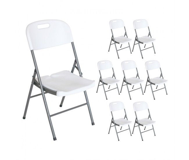 Pack 8 Sillas Plegables con Asa Thinia Home Blanco