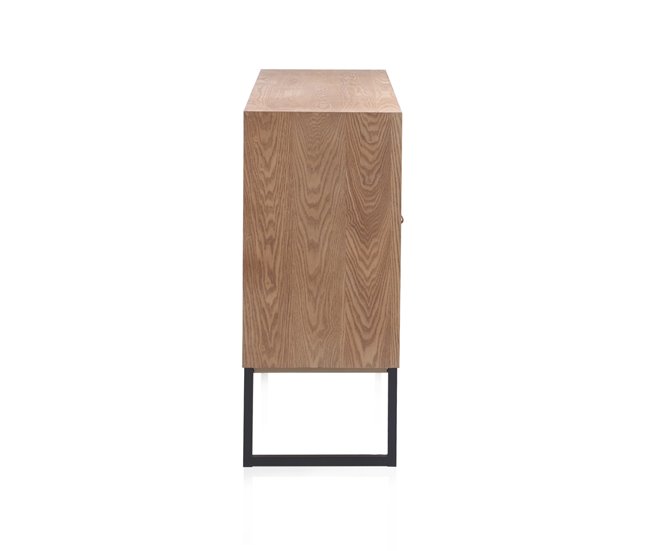 Aparador de Madera de Fresno, Frentes de Madera Reciclada con Base de Metal 110 Madera