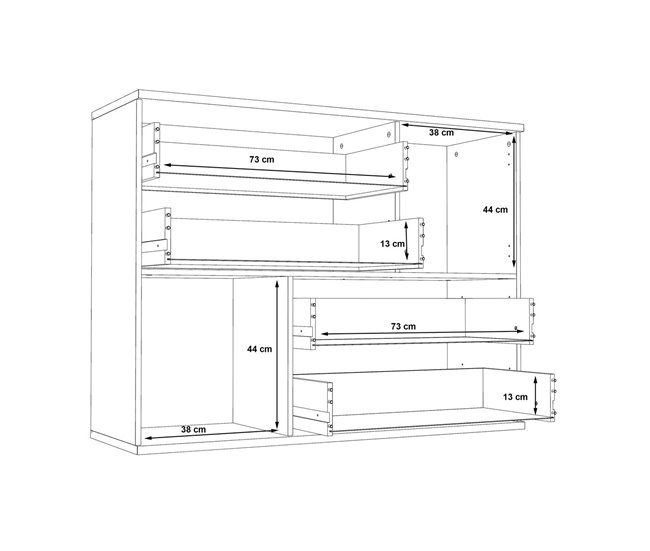 Aparador 2 puertas 4 cajones SKIVE Blanco/ Madera