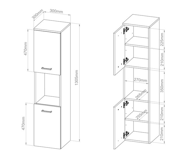 Armario alto para baño Krildihana [en.casa] 30 Blanco