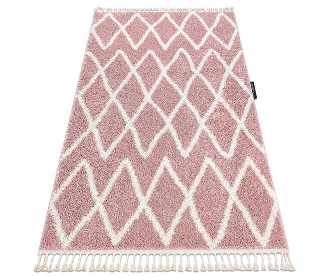 Alfombra BERBER BENI Franjas Bereber Marroquí Shaggy 180x270 Rosa