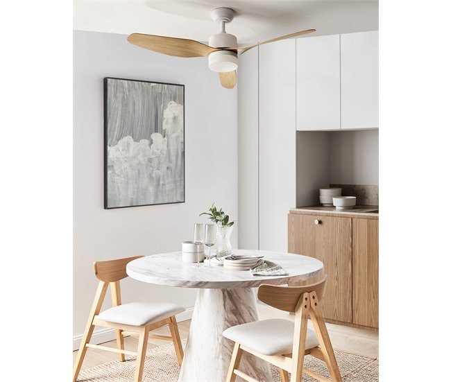 Beliani Lámpara de techo con ventilador ANDERSON Blanco/ Madera