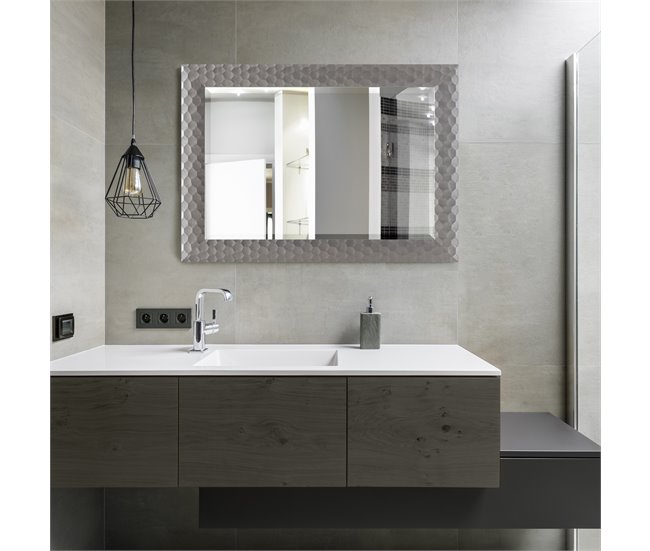 Espejo de pared Ocre rectangular con ganchos 74x2 Plateado