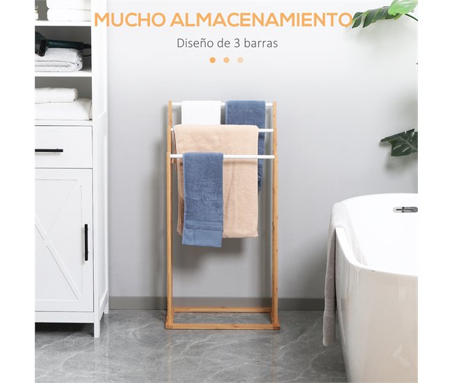 Toallero de Pie Bambú HOMCOM, hogar - baño Marron