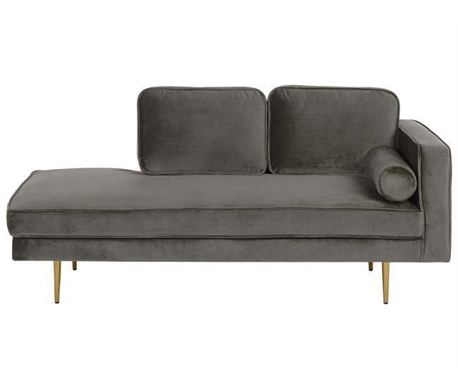 Beliani Chaise longue derecho Terciopelo MIRAMAS Azul Marino