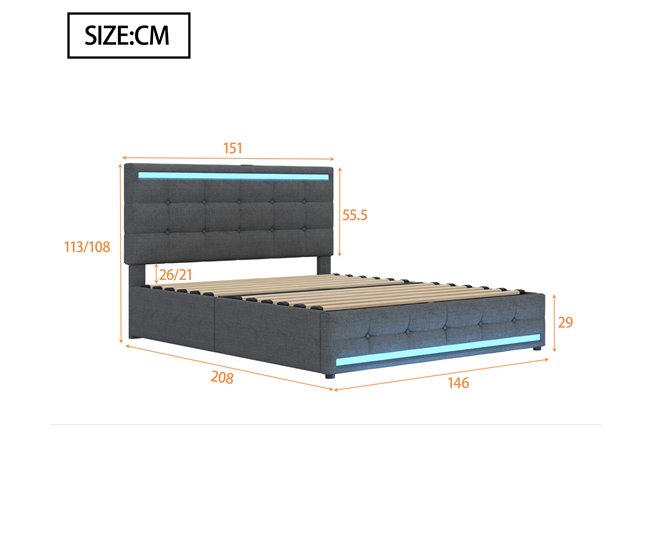 Camas de matrimonio Gris