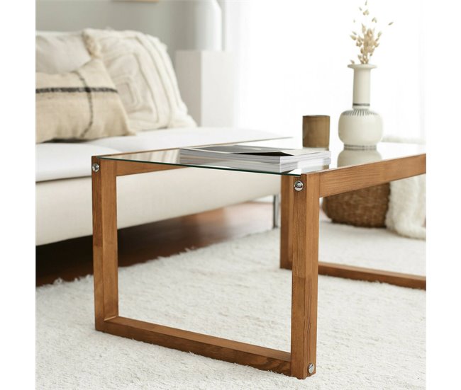 Mesa de centro de madeira 85x55 Marron