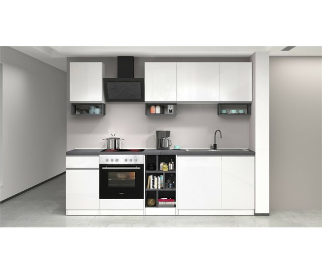 Cozinha completa com efeito madeira 255 Blanco