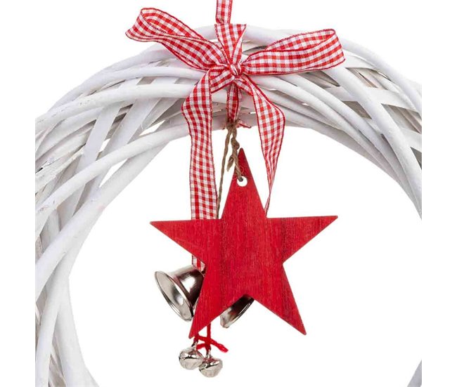 Corona decoración de mimbre para colgar Blanco