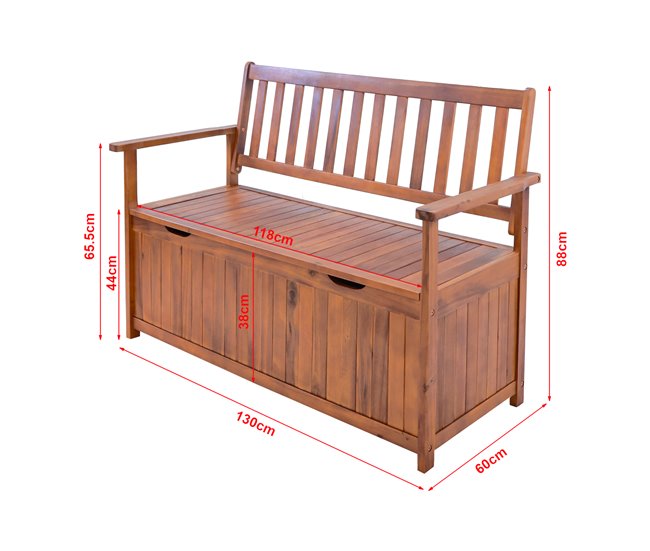 Banco Avenzzano con compartimento madera de acacia Natural