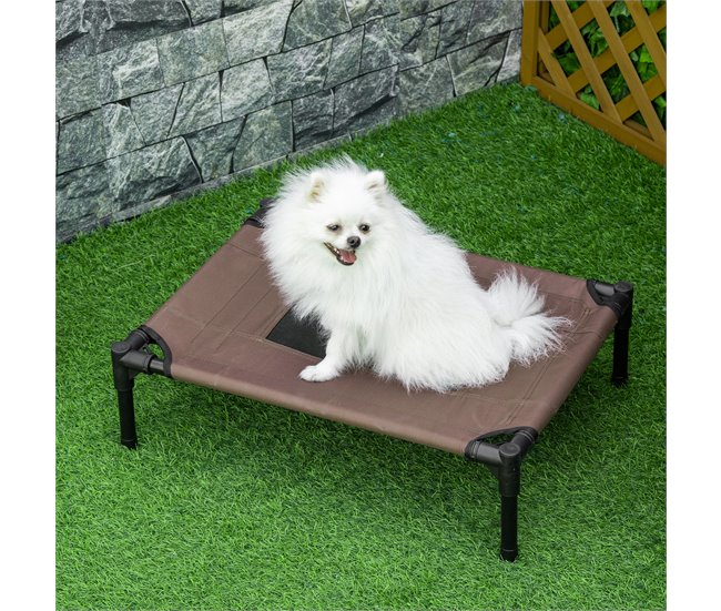 Cama Elevada para Mascotas Acero, Tela Oxford PawHut Marron