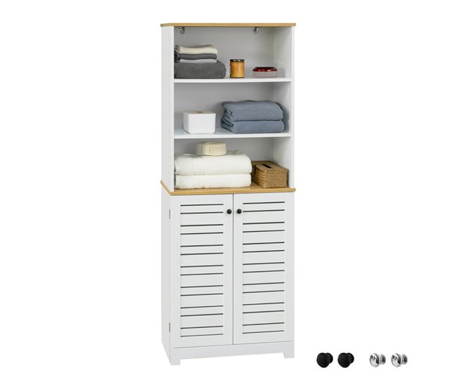 Mueble Columna de baño con 5 Estantes BZR44-W SoBuy Blanco