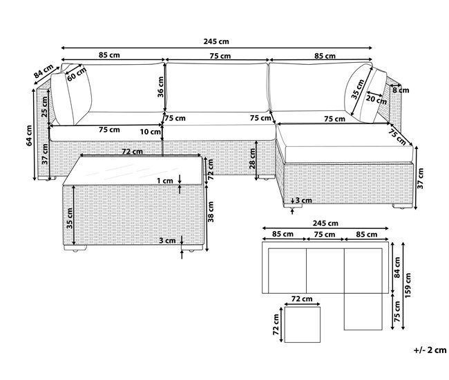 Beliani Conjunto de jardín SANO Arena
