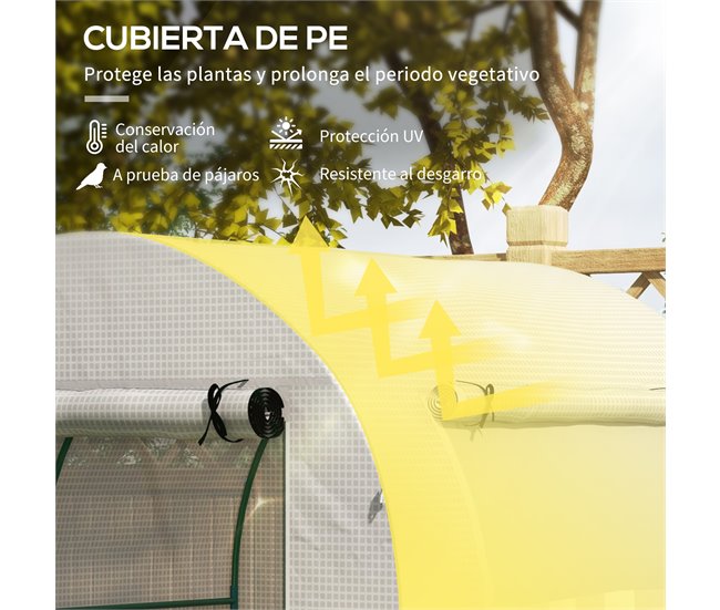 Invernadero de Jardín PE, Acero Outsunny Blanco