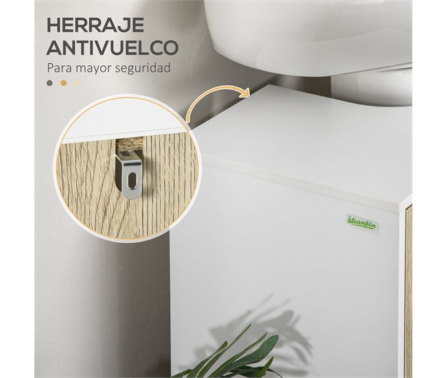 Armario de Baño Melamina de Madera, Acero kleankin, hogar - baño 60 Marron